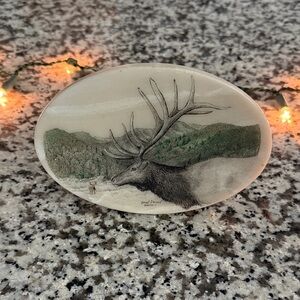 Oval Elk Art Piece
